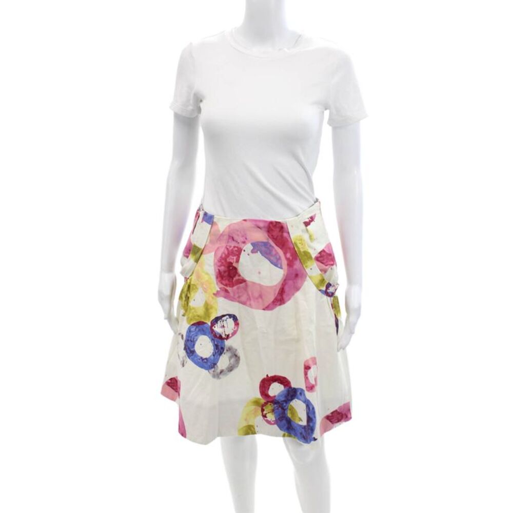 Fei Womens Cotton Printed Front Pockets Knee Length Skirt Multicolor Size 4
